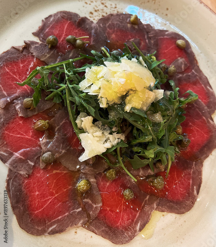 Carpaccio dish on plate 