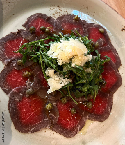 Carpaccio dish on plate 