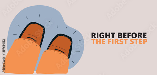Cartoon vector illustration of feet in boots top view, footwear and casual style concept