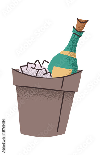 Champagne bottle in ice bucket