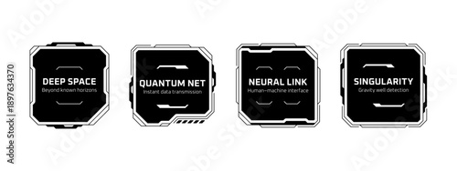Heads up display vector boxes for futuristic interface or game design. Collection of digital hud elements for sci fi technology projects.
