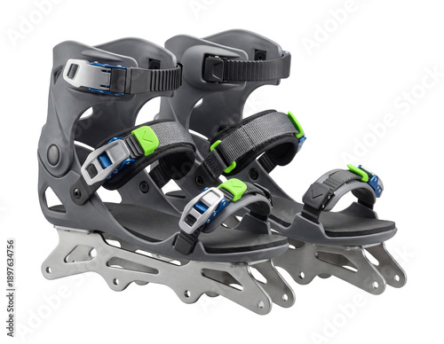 Obraz na płótnie Plastic rollerblade boot frames with micro-adjust buckles.