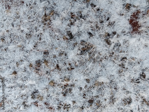 Eiskristalle im Winter mit schöner Struktur