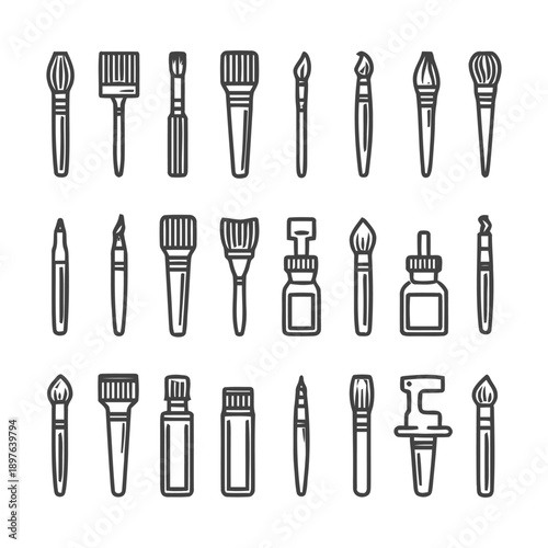 Artistic Brushes and Tools: A Comprehensive Collection of Art Supplies.