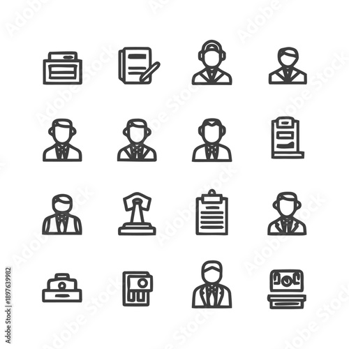Business Icons: Set of Office and Professional Symbols.