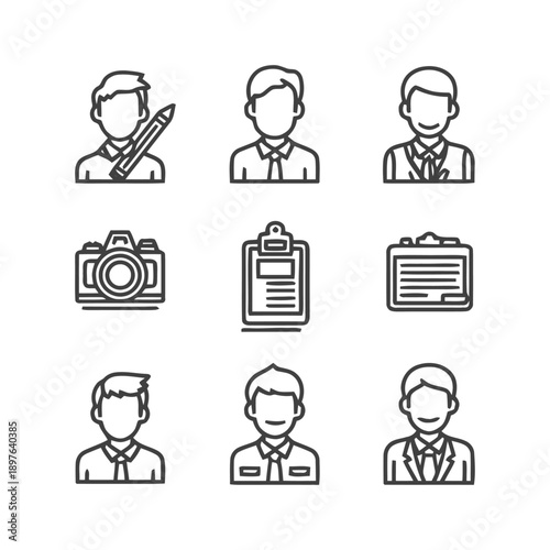 Professional Icons: Diverse Business and Creative Professionals.