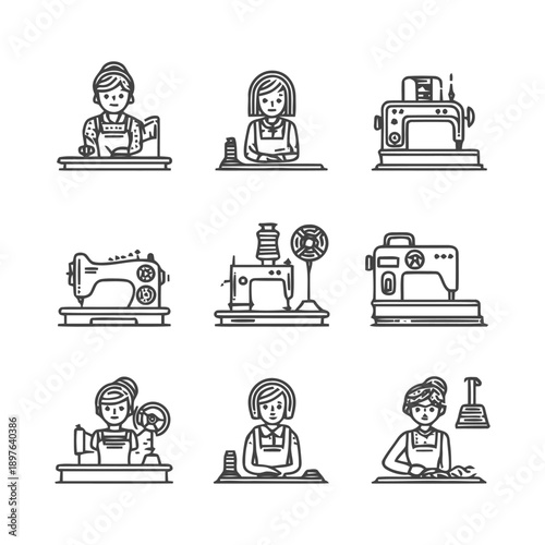 Sewing and Tailoring: A Collection of Vector Illustrations.