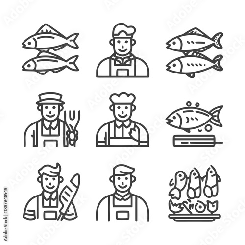 Butcher and Fishmonger Icons: A Culinary Collection.