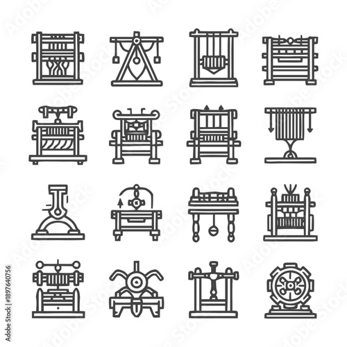 Collection of Weaving Machines: Vintage Textile Equipment.