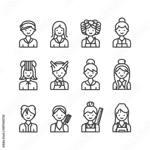 Stylist Icons: Diverse Hairstyles and Professional Portraits.