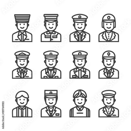 Uniformed People: Diverse Professions and Occupations Illustrated.