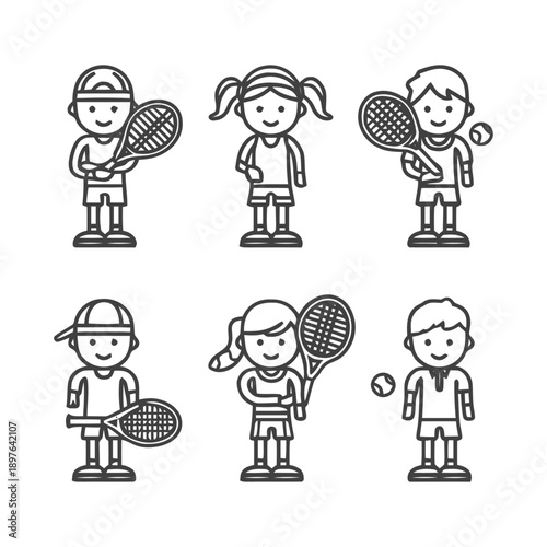 Tennis Players in Action: A Collection of Illustrations.