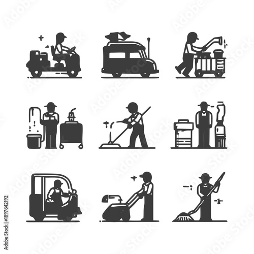 Cleaning and Maintenance Services: A Comprehensive Collection of Icons.