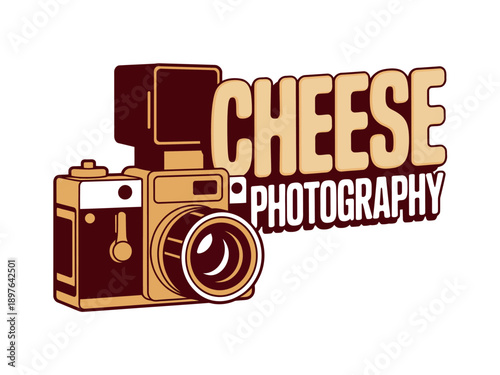 A logo for Cheese Photography featuring a vintage camera and bold typography on a white background