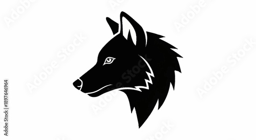 Black silhouette of a wolf head profile.