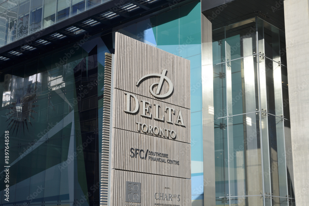 Naklejka premium sign at Delta Hotel located at 75 Lower Simcoe St, Toronto