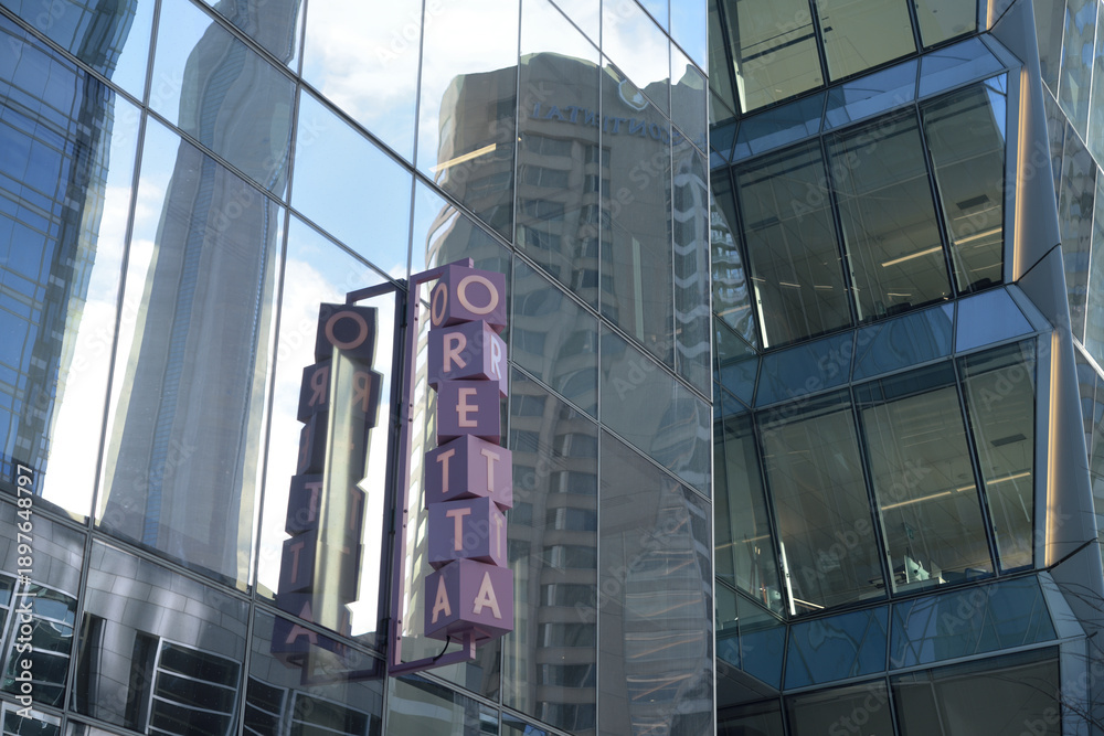 Naklejka premium sign outside Oretta, a restaurant, 160 Front St W, Toronto