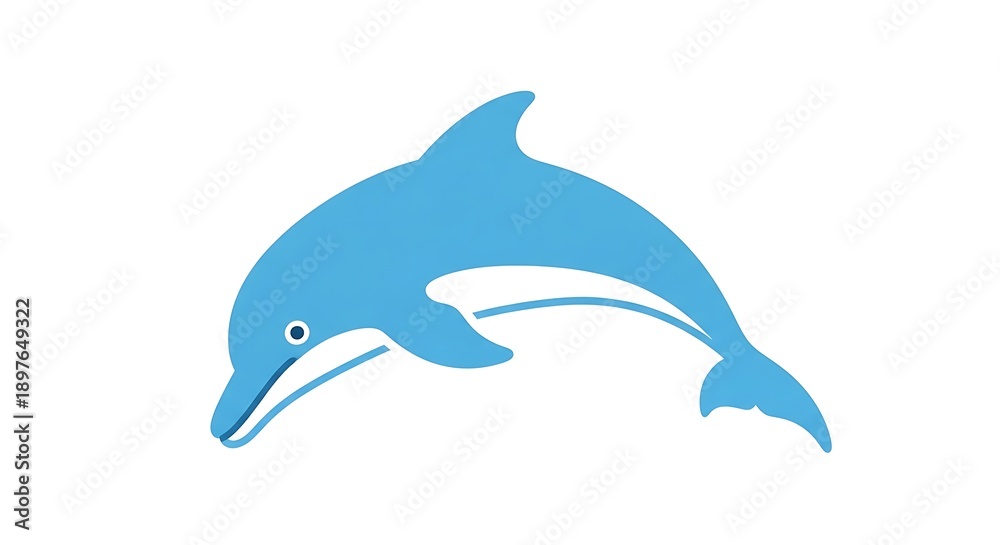 Fototapeta premium Blue Dolphin Illustration on White Background.