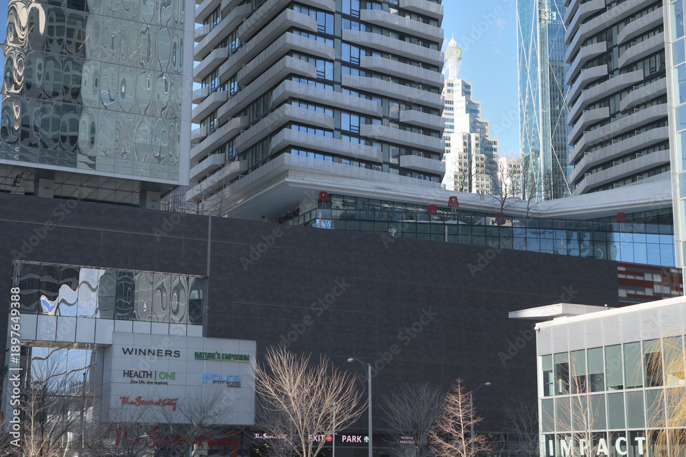 Fototapeta premium directory of businesses outside One York (viewed across Love Park), or looking northeast from Queens Quay W, near York St, Toronto