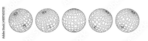Monochrome Wireframe Grid Sphere Shape. Abstract 3D Geometric Sphere Shape