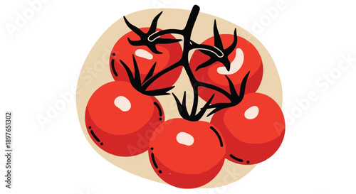 Vibrant red cherry tomatoes on the vine, fresh and ripe.