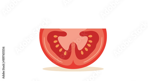 Fresh red tomato slice with seeds, vibrant and juicy.