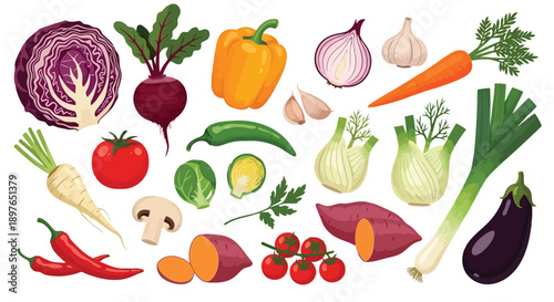 Vibrant Assortment of Freshly Harvested Organic Vegetables for Healthy Eating.