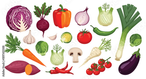 Assortment of Fresh and Colorful Vegetables for Healthy Eating.