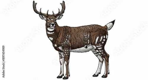 Fototapeta Illustration of a male okapi standing profile view.