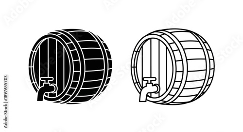 Barrel Tap Icon Vector Wood Oak Alcohol Beverage Storage
