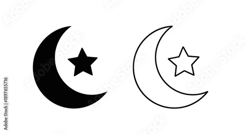 Moon and Star Symbol Vector Night Sky Islamic Ramadan