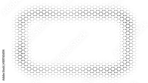 Minimal black and white halftone triangle frame with clean abstract border, modern background template for posters presentations banners and creative graphic design projects