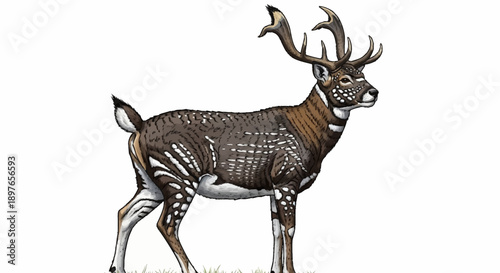 Majestic Stag with Intricate Antlers and Patterned Coat.