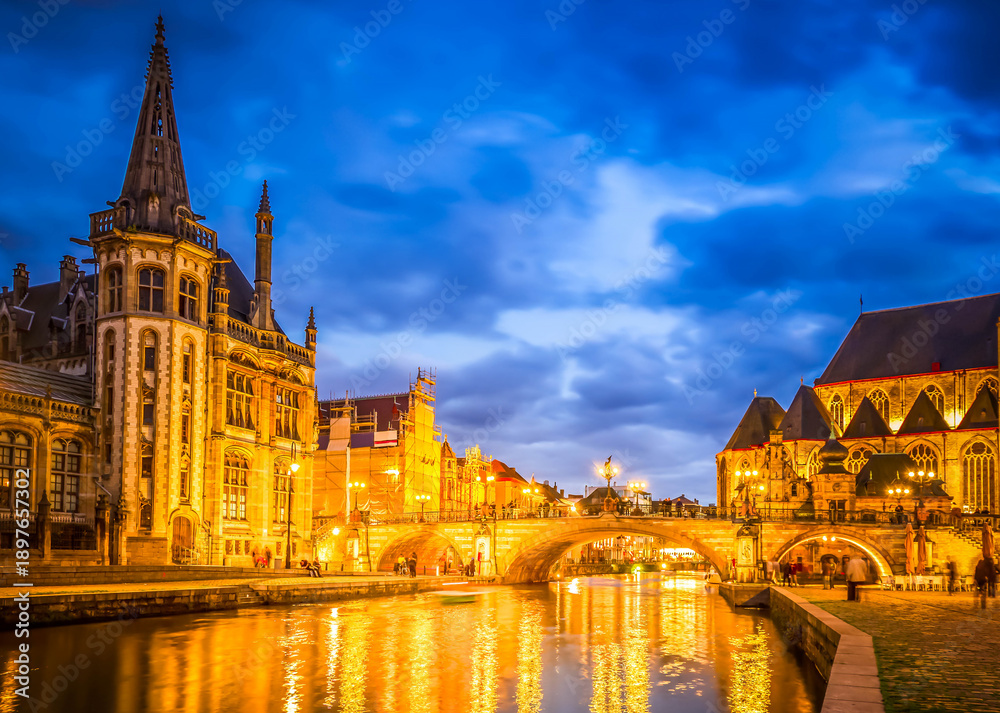 Fototapeta premium Sint Michiels bridge, Ghent