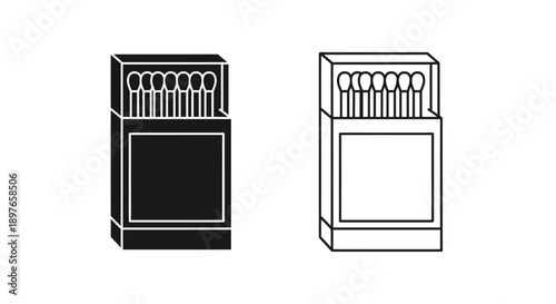 Matchbox icons with matches for fire, ignition and hazard.