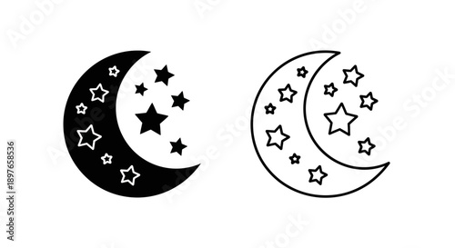 Night Sky Icon: Moon and Stars Collection