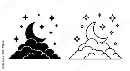 Night Sky with Clouds and Moon