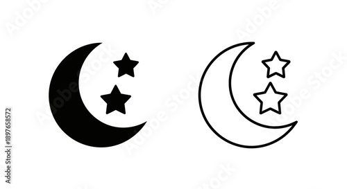 Moon and Two Stars Icon