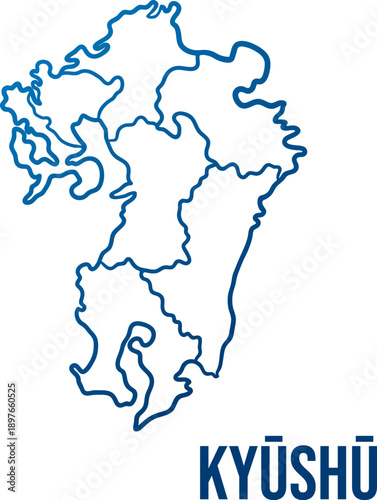 Simplified Kyushu region map with prefecture borders