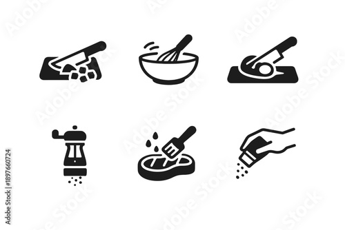 No text icons scalable icon food prep background chopping numbers vector labels
