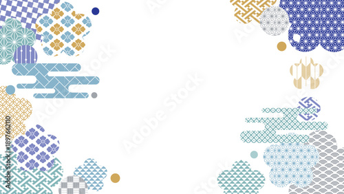 冬の季節の彩り和柄背景イラスト
