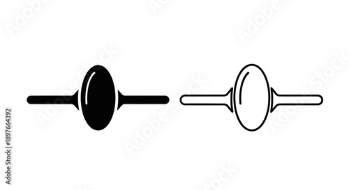 Ring Icon, Black and White Vector Illustration