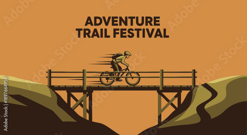 Adventure Trail Festival Featuring Cyclist on Wooden Bridge