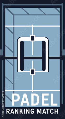 Abstract Padel Court Illustration Depicting Ranking Match Gameplay Suitable for Sports Promotion