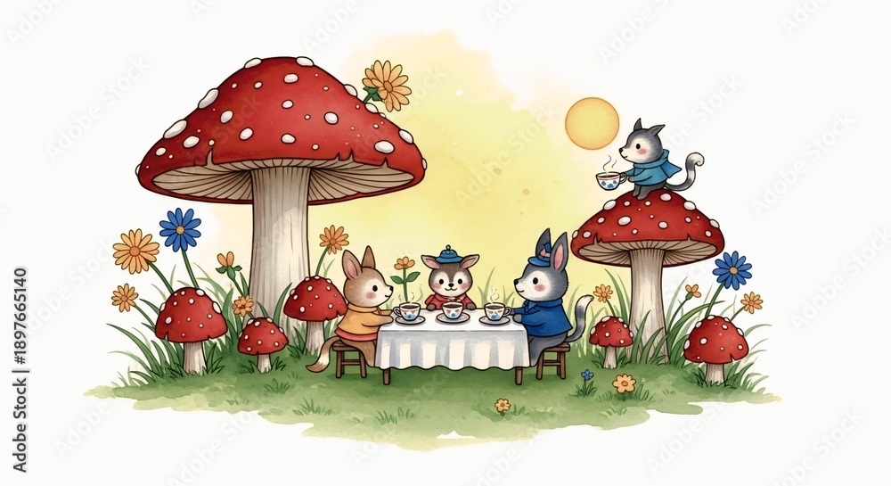 Fototapeta premium mushrooms in the grass