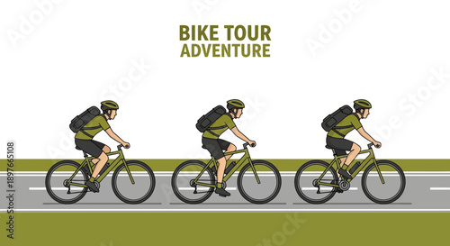 Active Cyclists On A Bike Tour Adventure Expedition Journey Through Scenic Routes