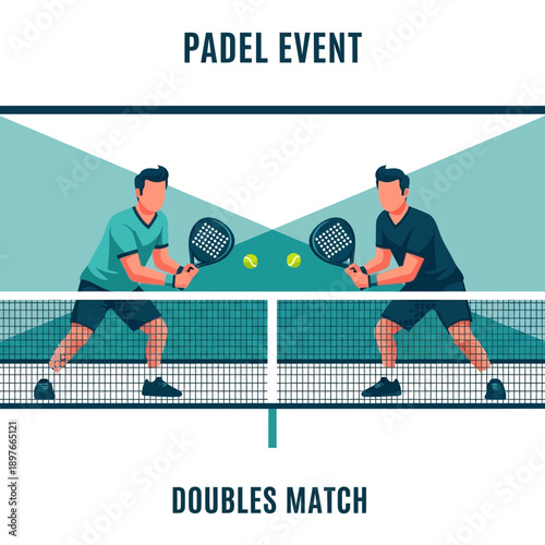 Active Doubles Padel Match Play Illustration Fun Competitive Sport