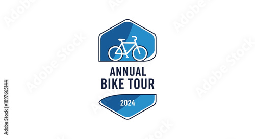 Annual Bike Tour 2024 Emblem: Cycling Event Logo For Promotional Marketing