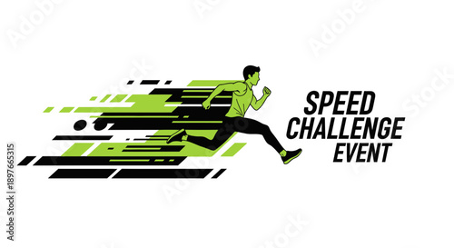 Athletic Runner Exploding Forward Dynamic Motion For Speed Event Branding