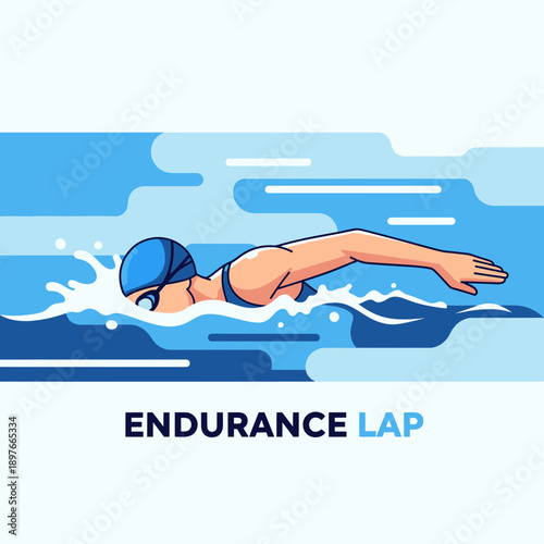 Athletic Swimmer Dominates The Water In An Endurance Lap